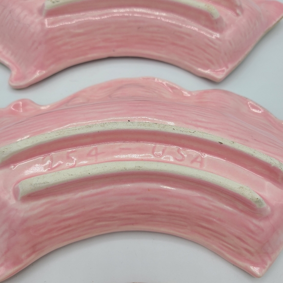 Mid Century California American Pottery 254 Filigree Dish Pink & Gold Set of 3 - Picture 2 of 6